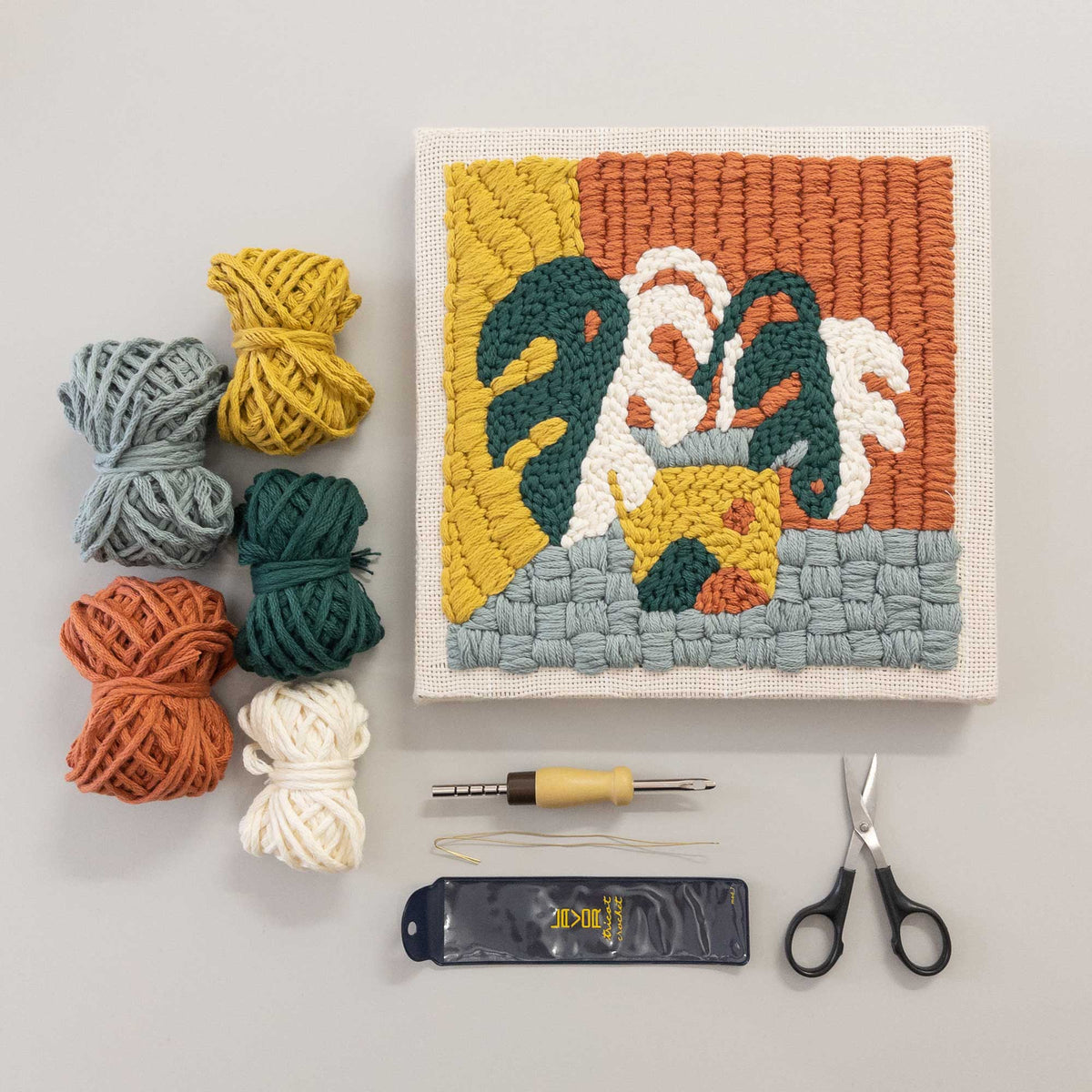 Punch Needle Kit - Leaves and Orange Sun – Figured'Art