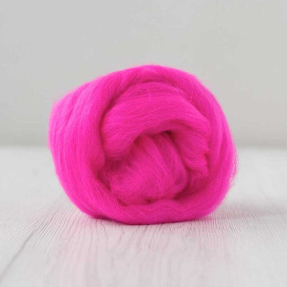 Extra Fine Merino Wool Roving (Neon Range) - Shocking Pink