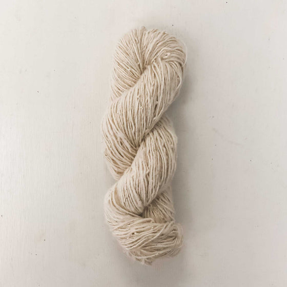recycled cotton yarn, handspun, undyed, ready to dye
