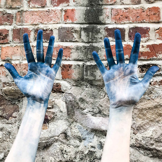 hands after indigo dyeing workshop